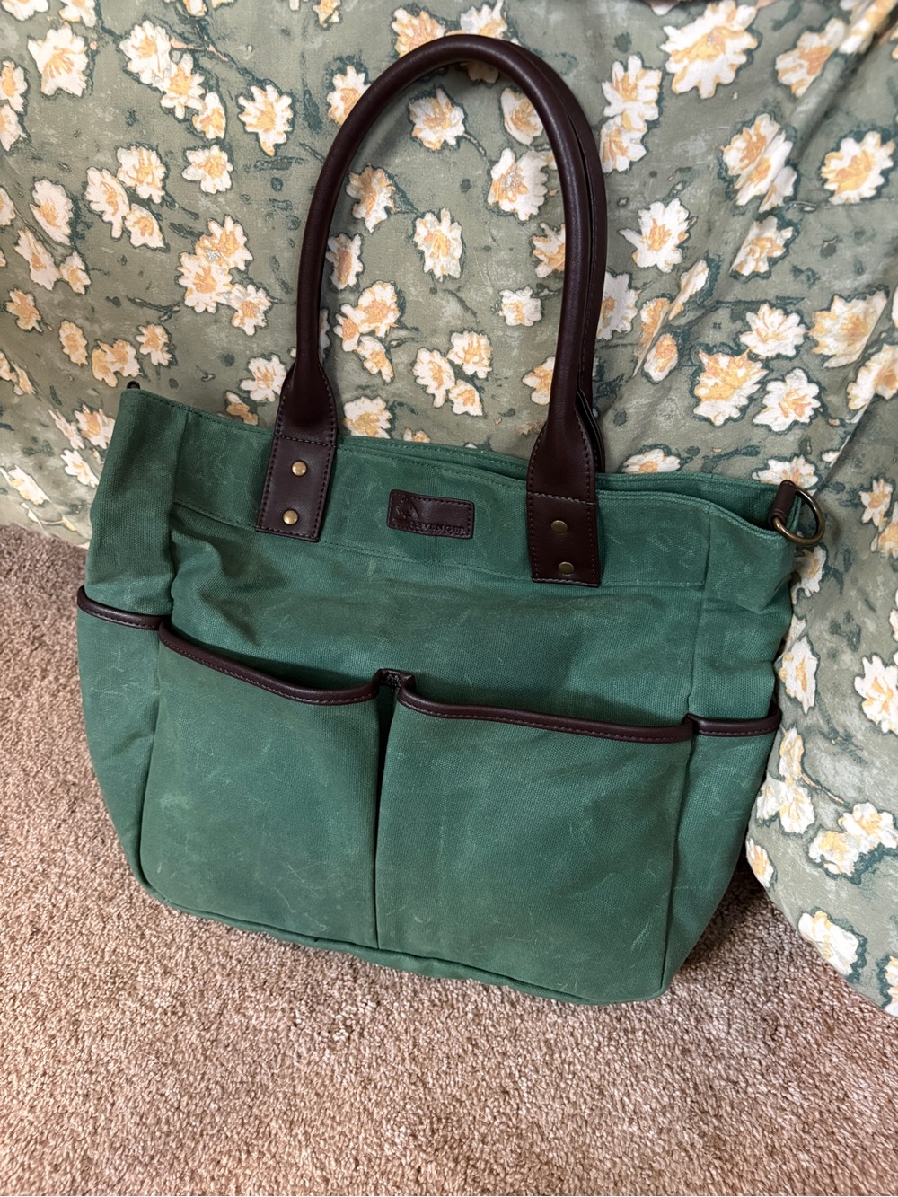 Levenger Green Canvas Oxford Book Tote
